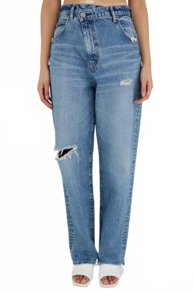 Moussy Summerlin Wide Tapered Jean In Blue