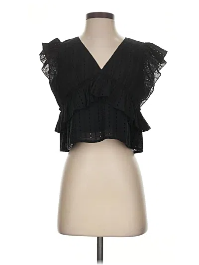 Pre-owned Moussy Tank Top Black Ruffles Neckline Tops
