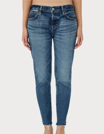 Moussy Velden Tapered Mid Rise Jeans In Blue