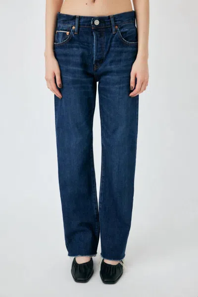 Moussy Verde Straight Leg Jeans In Dark Blue