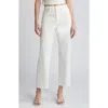 Moussy Vintage Amherst High Waist Step Raw Hem Wide Leg Jeans In White