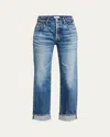 Moussy Vintage Aquebogue High Waist Ankle Straight Leg Jeans In Blu