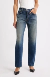 Moussy Vintage Arborwood Straight Leg Jeans In Blue