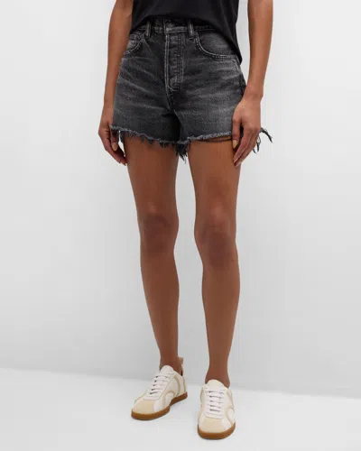 Moussy Vintage Aristida Cut-off Denim Shorts In Blk