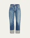 Moussy Vintage Bardmoor Wide Straight Jeans In Blu
