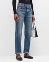Moussy Vintage Bradenton Straight Cuffed Jeans In Blu