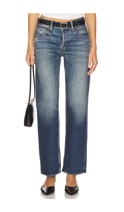 Moussy Vintage Cedarhurst Straight Low Jeans In Blue