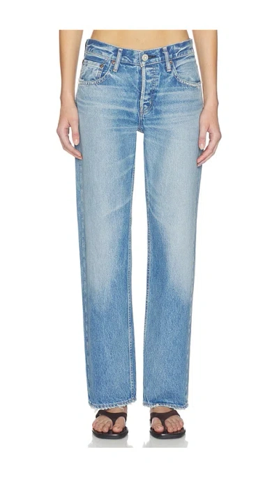 Moussy Vintage Cheval Straight Low Rise Jeans In Blue