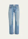 Moussy Vintage Cheval Straight Low-rise Jeans In Ltblu