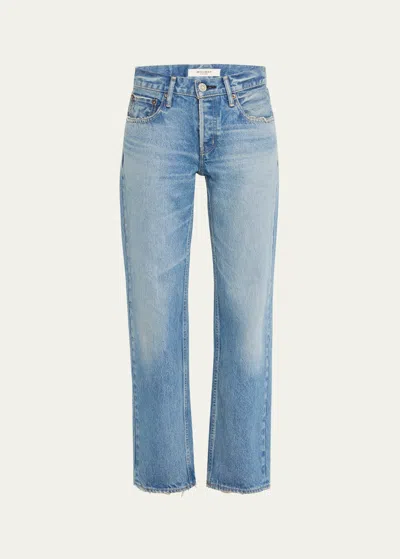 Moussy Vintage Cheval Straight Low-rise Jeans In Ltblu