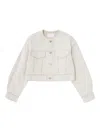 Moussy Vintage Colarless Cropped Jacket In Neutrals