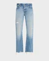 Moussy Vintage Colemont Straight Distressed Jeans In Blue
