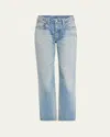 Moussy Vintage Copeland Wide Straight Mid-rise Jeans In Light Blue