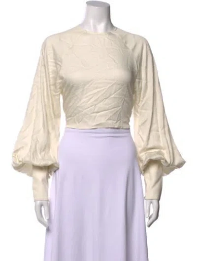 Pre-owned Moussy Vintage Crew Neck Long Sleeve Crop Top In Neutral