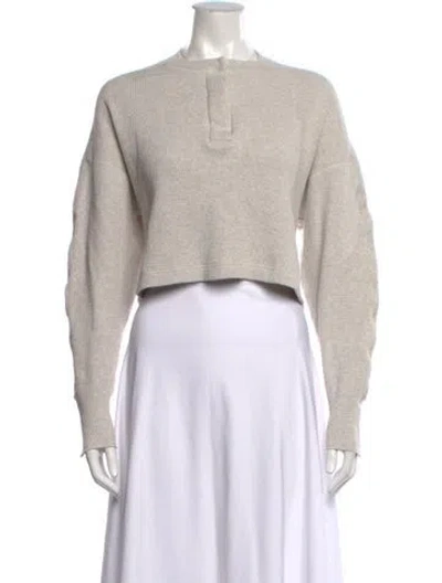 Pre-owned Moussy Vintage Crew Neck Long Sleeve Crop Top In Neutral