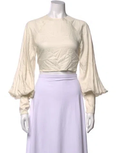 Pre-owned Moussy Vintage Crew Neck Long Sleeve Crop Top W/ Tags In Neutral