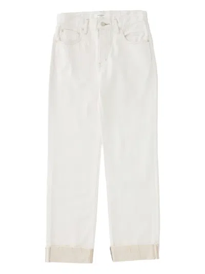 Moussy Vintage Cuffed High-waist Jeans In White