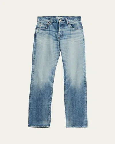 Moussy Vintage Deltona Straight Mid-rise Jeans In Blue
