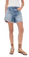 Moussy Vintage Graterford Long Denim Shorts In Blue