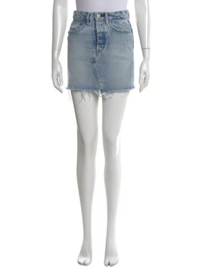 Pre-owned Moussy Vintage Distressed Accents Mini Skirt In Blue