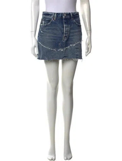 Pre-owned Moussy Vintage Distressed Accents Mini Skirt In Blue