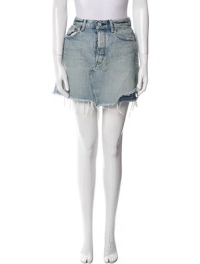 Pre-owned Moussy Vintage Distressed Accents Mini Skirt W/ Tags In Blue