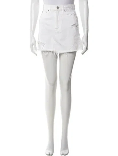 Pre-owned Moussy Vintage Distressed Accents Mini Skirt In White