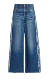 Moussy Vintage Doherty Jacquard-detailed Rigid Low-rise Wide-leg Jeans In Medium Wash