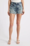 Moussy Vintage Douglaston Ripped Denim Cutoff Shorts In Blue