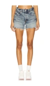 Moussy Vintage Douglaston Ripped Denim Cutoff Shorts In Blue