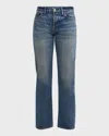 Moussy Vintage Elfers Wide Straight Mid-rise Jeans In Blue
