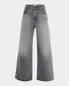 Moussy Vintage Elmont High Waist Superwide Leg Jeans In Ltblk