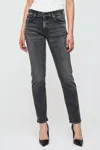 Moussy Vintage Fairfield Slim Straight Jeans In Black In Gray