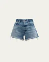 Moussy Vintage Fairlawn Frayed Denim Shorts In Ltblu