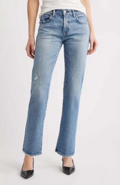Moussy Vintage Farmingdale Slim Straight Leg Jeans In Light Blue