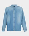 Moussy Vintage Felton Long-sleeve Denim Shirt In Blue