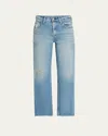 Moussy Vintage Frankford Distressed Straight Low-rise Jeans In Blue