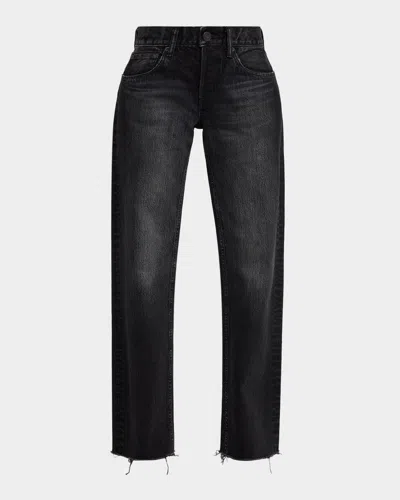 Moussy Vintage Glencoe High-rise Straight-leg Jeans In Black
