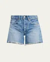 Moussy Vintage Graterford Long Denim Shorts In Blue