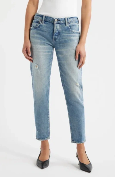 Moussy Vintage Hackney Low Rise Tapered Jeans In Blue