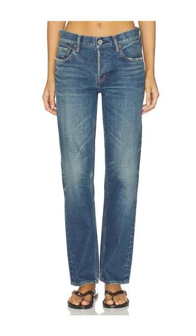 Moussy Vintage Hadley Straight Low Rise Jeans In Blue