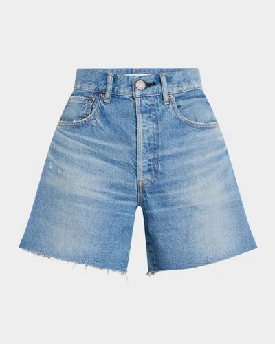 Moussy Vintage Harbeson High-rise Denim Shorts In Blue