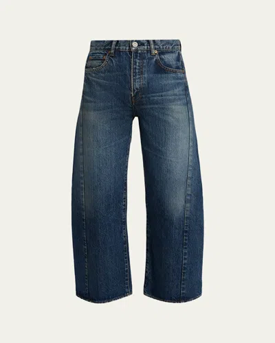 Moussy Vintage Harlem Mid-rise Wide Barrel Jeans In Blue