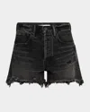Moussy Vintage Harrington Distressed Denim Shorts In Black