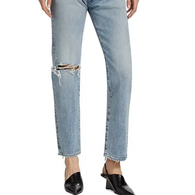 Moussy Vintage Hesperia Distressed Straight-leg Jeans In Light Wash In Blue
