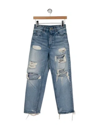 Pre-owned Moussy Vintage High-rise Straight Leg Jeans In Blue
