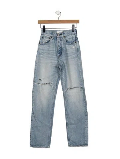 Pre-owned Moussy Vintage High-rise Straight Leg Jeans In Blue