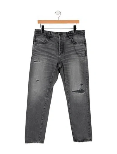 Pre-owned Moussy Vintage High-rise Straight Leg Jeans In Gray