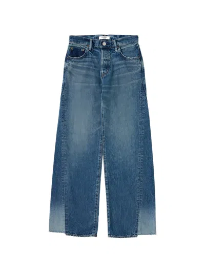 Moussy Vintage Holyoke Panelled Wide-leg Jeans In Blue