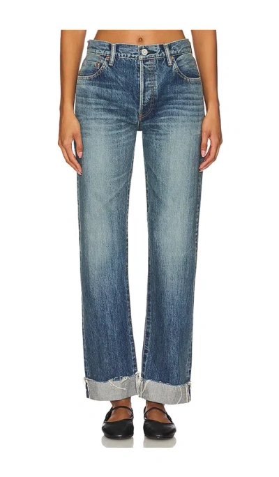 Moussy Vintage Hopewell Straight Jeans In Dark Blue